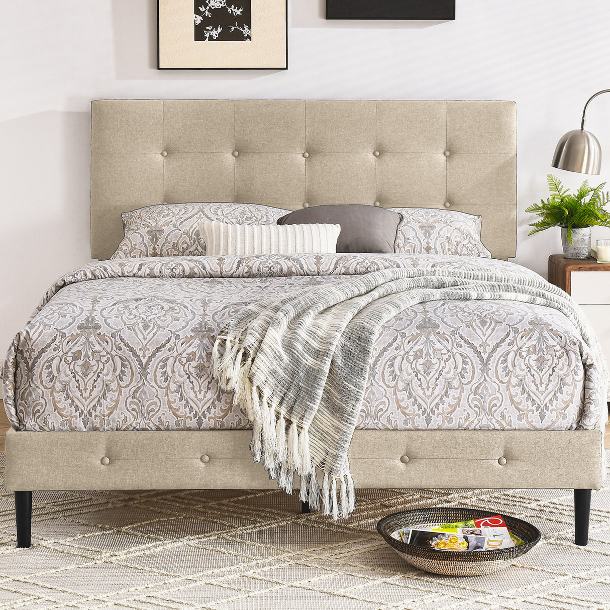 Cambridge Upholstered Platform Bed Frame