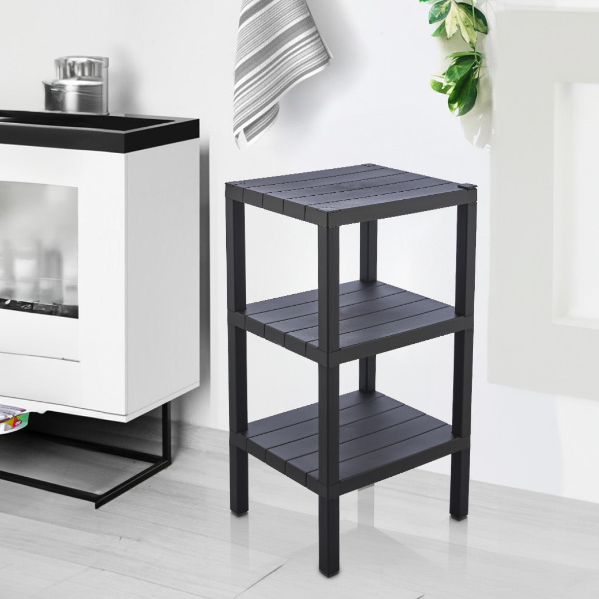 Brutis Storage Shelves- No Tools Required, Plastic Modular Shelving Unit 3-Tier Organizer