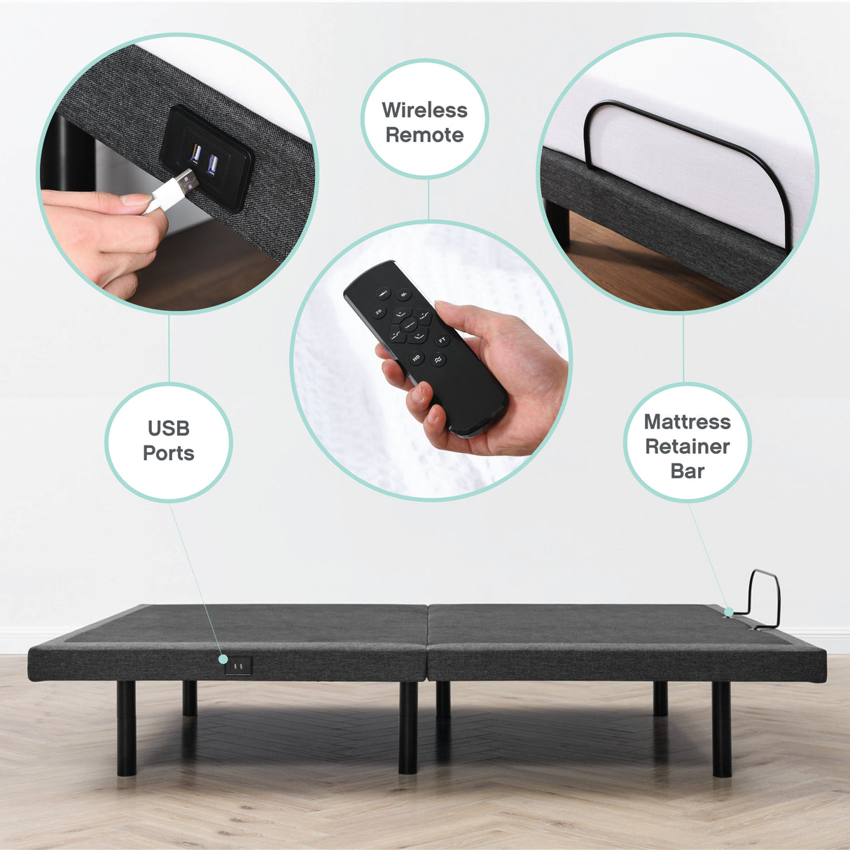 Posture Plus Upholstered Powered Adjustable Bed Base