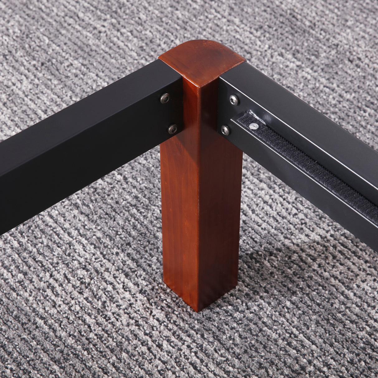 Devon Wood Slat and Metal Platform Bed Frame | Mattress Foundation