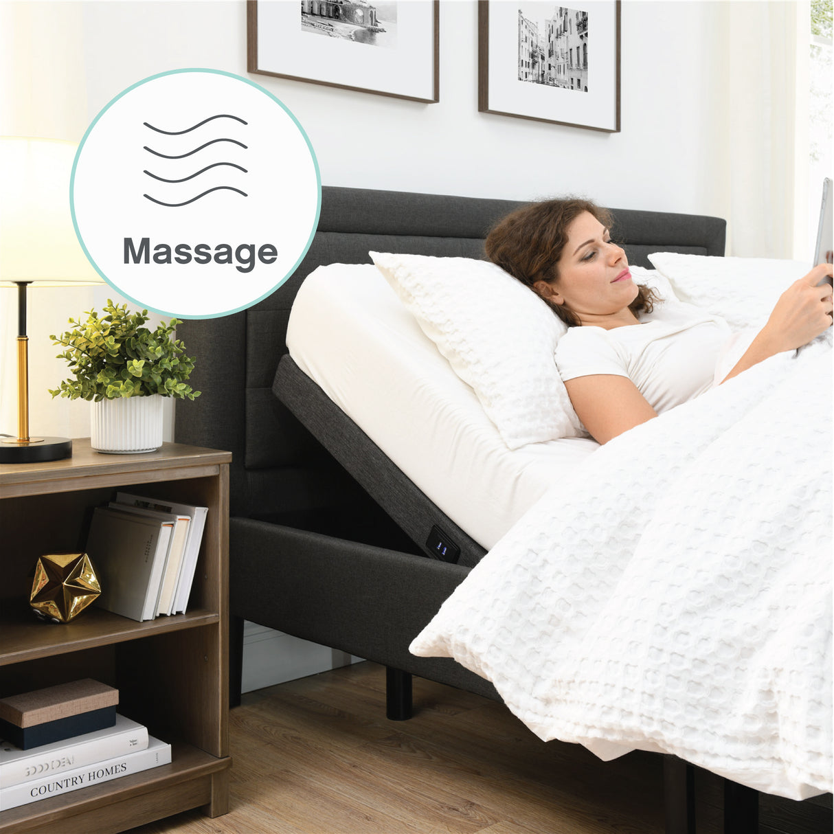 Posture Plus Upholstered Powered Adjustable Bed Base