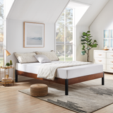 Devon Wood Slat and Metal Platform Bed Frame | Mattress Foundation