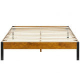 Devon Wood Slat and Metal Platform Bed Frame | Mattress Foundation