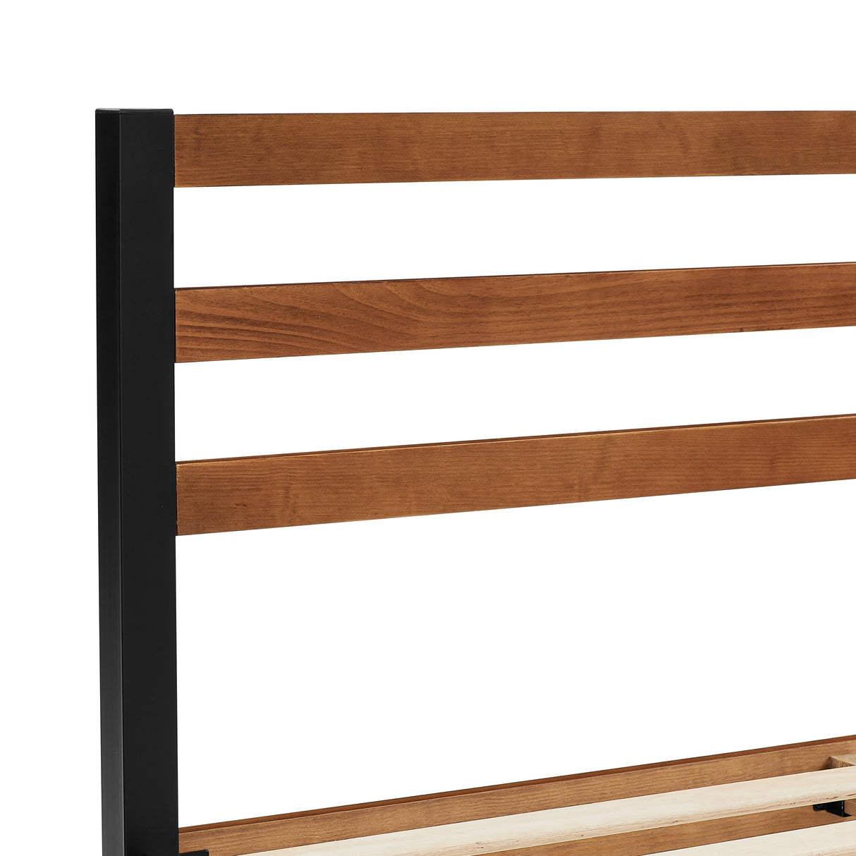 Tilbury Wood Slat and Metal Platform Bed Frame with Headboard | Mattress Foundation