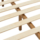 Portland Wood Slat and Metal Platform Bed Frame with Solid Wood Headboard | Mattress Foundation