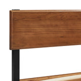 Portland Wood Slat and Metal Platform Bed Frame with Solid Wood Headboard | Mattress Foundation