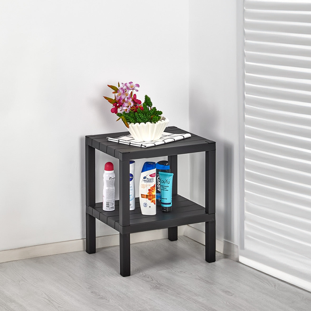 Brutis Storage Shelves- No Tools Required, Plastic Modular Shelving Unit 2-Tier Organizer