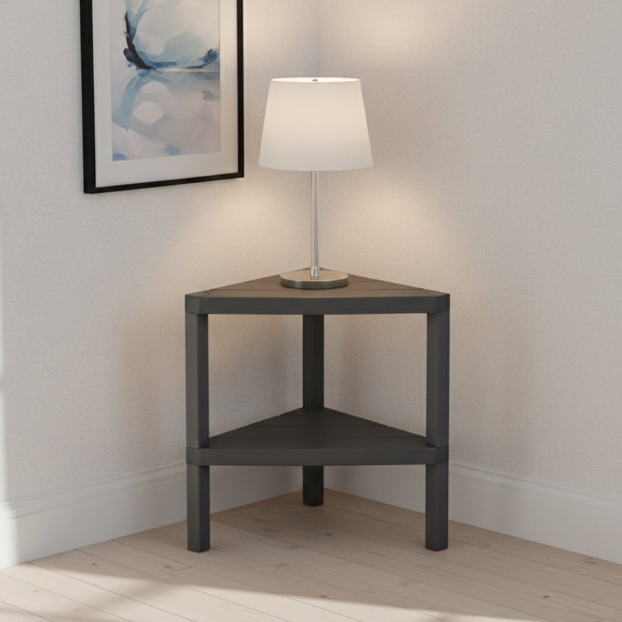 Brutis Corner Storage Shelves- No Tools Required, Plastic Modular Shelving Unit 2-Tier Organizer