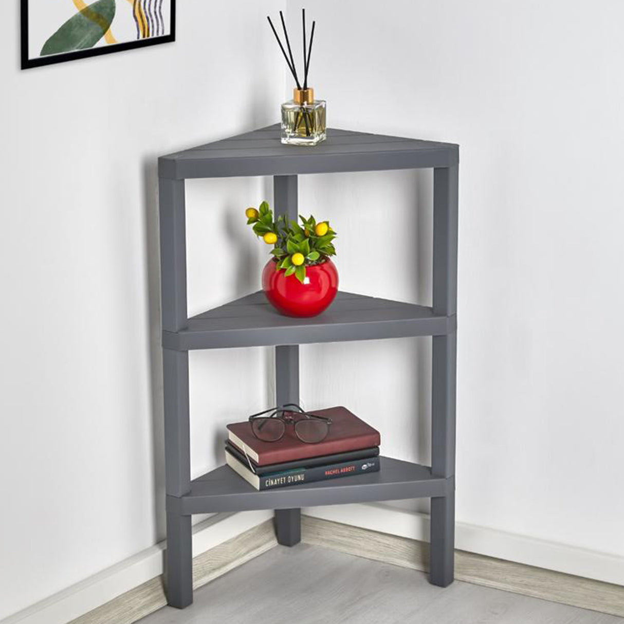 Brutis Corner Storage Shelves- No Tools Required, Plastic Modular Shelving Unit 3-Tier Organizer