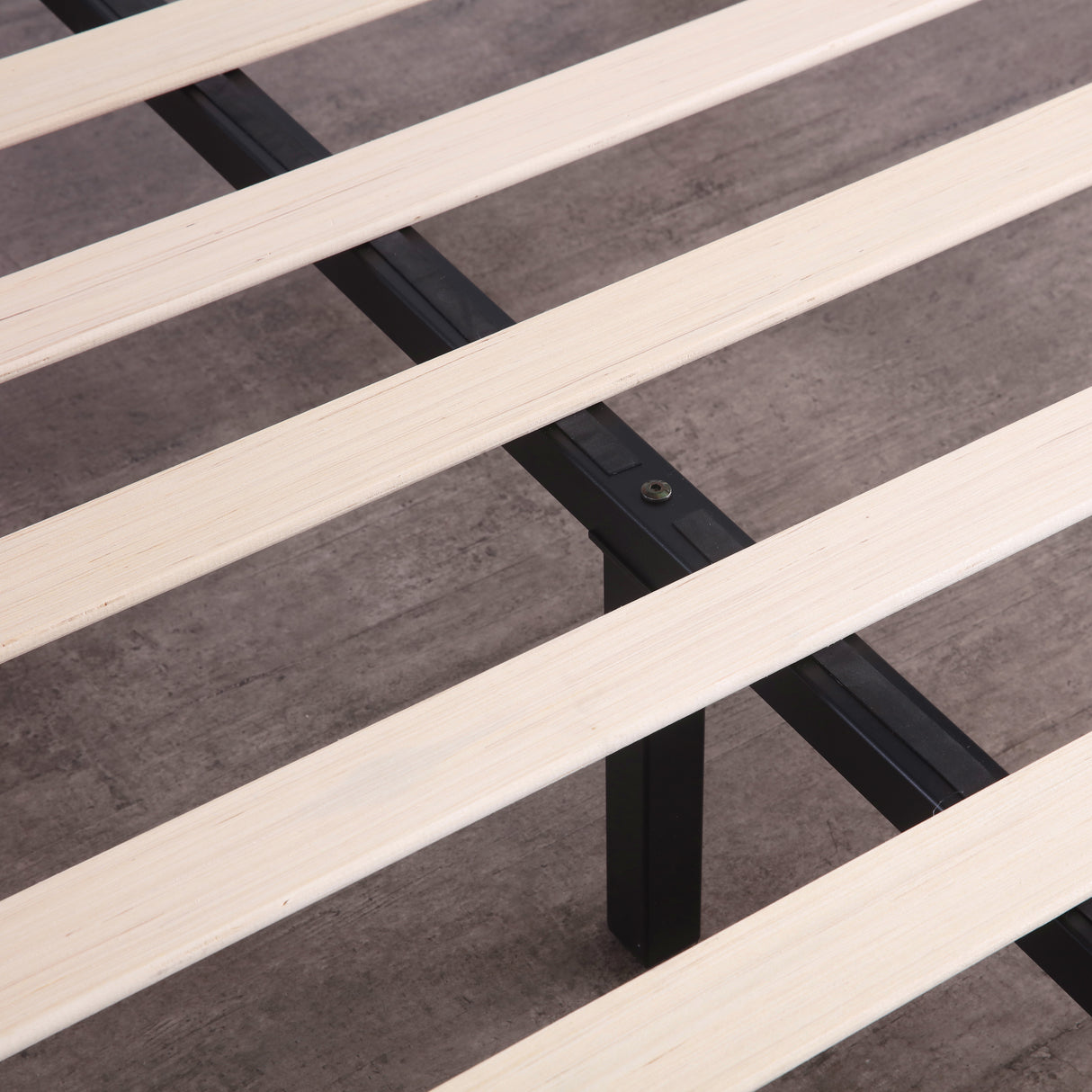 Devon Wood Slat and Metal Platform Bed Frame | Mattress Foundation