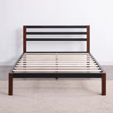 Tilbury Wood Slat and Metal Platform Bed Frame with Headboard | Mattress Foundation