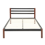 Tilbury Wood Slat and Metal Platform Bed Frame with Headboard | Mattress Foundation