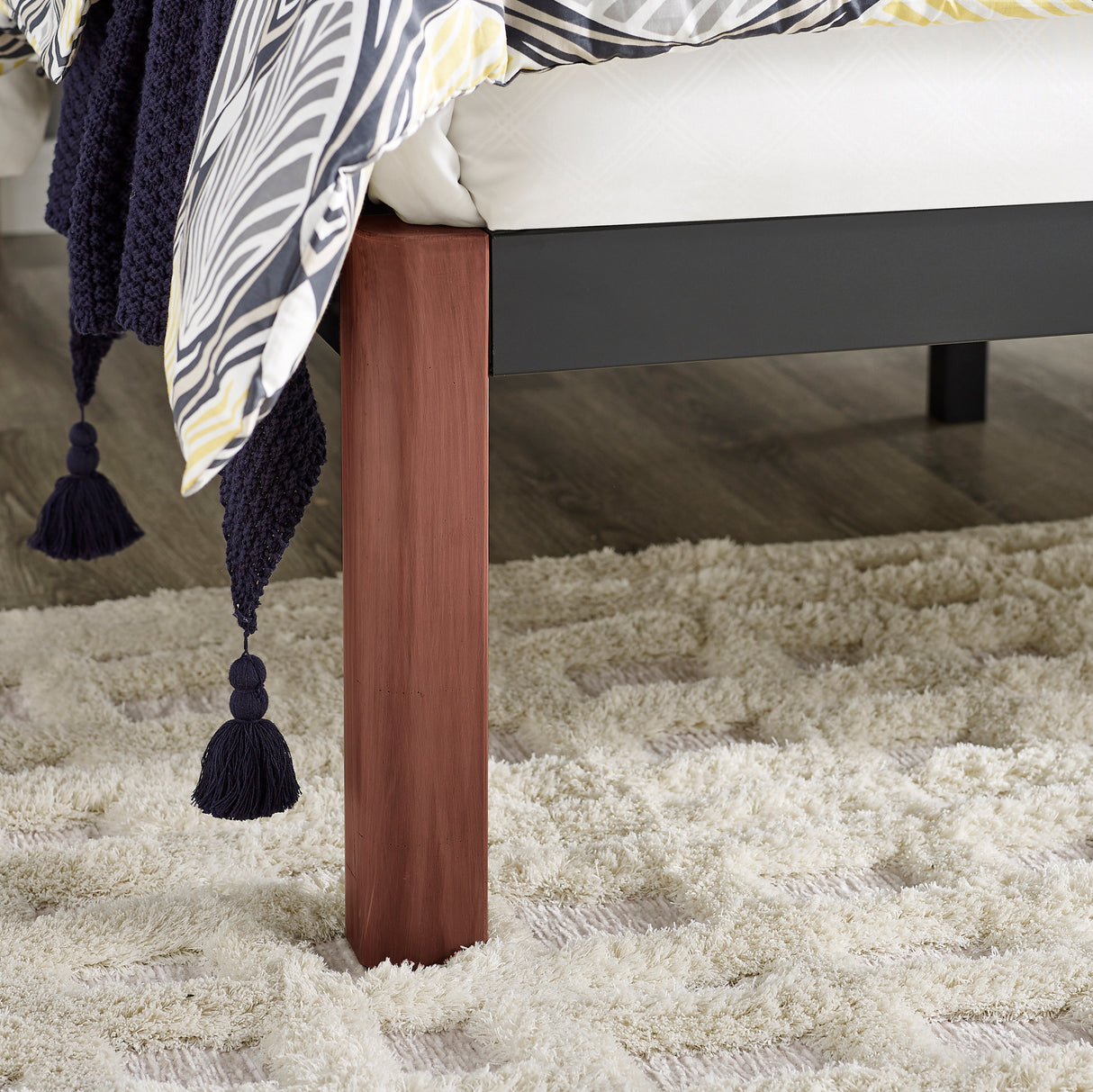 Devon Wood Slat and Metal Platform Bed Frame | Mattress Foundation