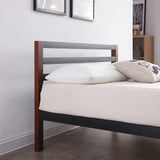 Tilbury Wood Slat and Metal Platform Bed Frame with Headboard | Mattress Foundation
