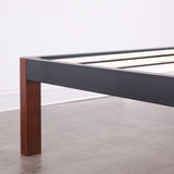 Devon Wood Slat and Metal Platform Bed Frame | Mattress Foundation
