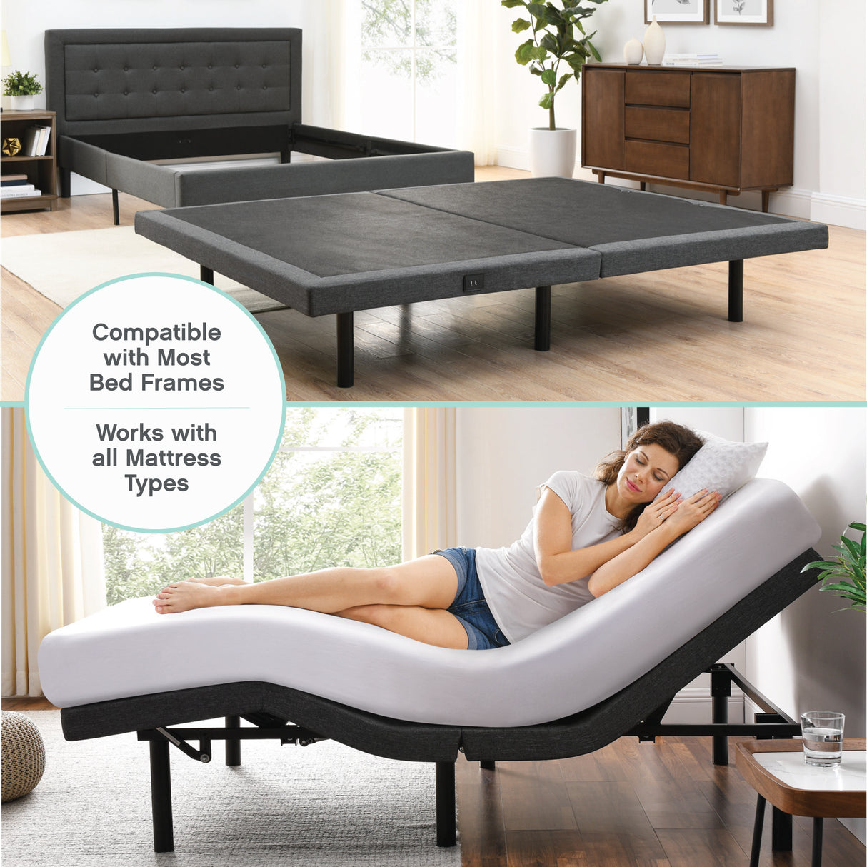 Posture Plus PX800 Upholstered Powered Adjustable Bed Base